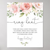 Poster Jeu de chasse à l'anneau floral rose blush pour ba (Devant)