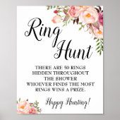 Poster Jeu de chasse à l'anneau mariage à fleurs rose dou (Devant)