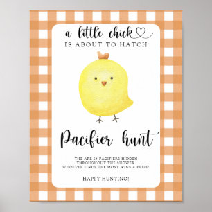 Poster Jeu de chasse au baby shower de poulet