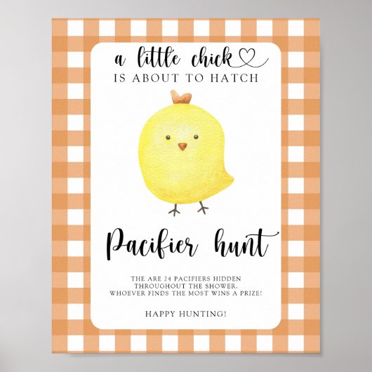 Poster Jeu de chasse au baby shower de poulet (Devant)