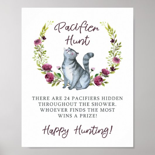 Poster Jeu de chasse au Pacifique de Baby shower Purr-Fec (Devant)