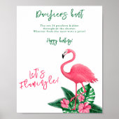 Poster Jeu de chasse au Pacifique Flamant rose baby showe (Devant)