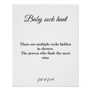 Poster jeu de chasse aux chaussettes de bébé pour baby sh