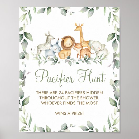 Poster Jeu de chasse de la Jungle de verdure Animaux Douc (Devant)