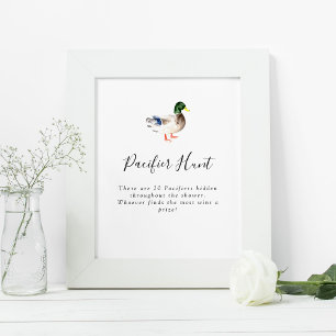 Poster Jeu de chasse pacifique Baby shower de canard simp
