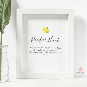 Poster Jeu de chasse pacifique Baby shower de citron simp