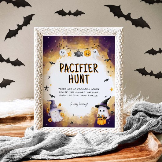 Poster Jeu de chasse pacifique Halloween Baby shower Jeu 