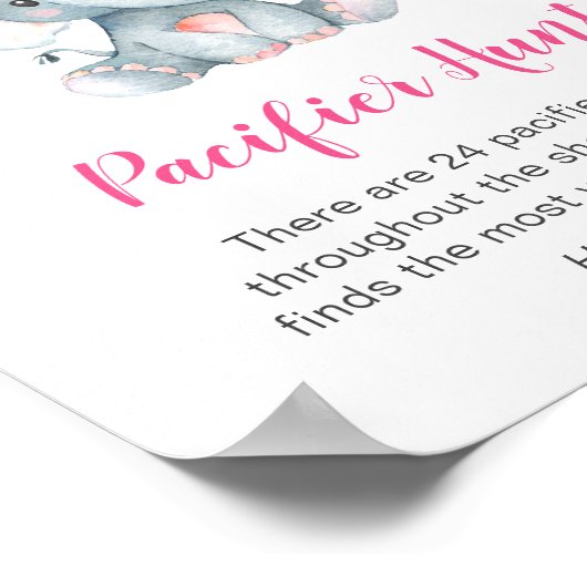 Poster Jeu de chasse Pacifique Signal éléphant Baby showe (Coin)