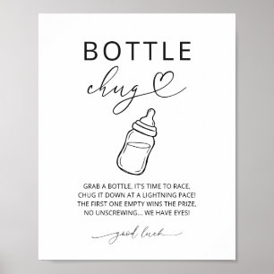 Poster Jeu de Chug de Bouteille Minimaliste Signe de Baby