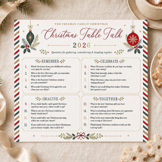 Poster Jeu de conversation de Noël pour la famille Table
