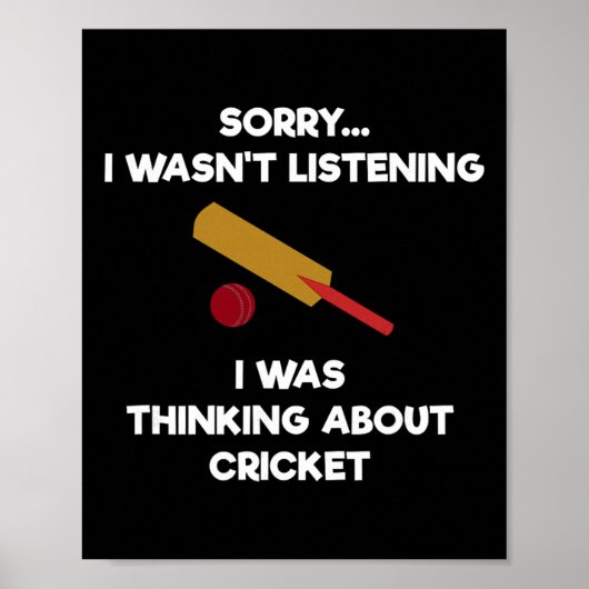 Poster Jeu de cricket - Écoute drôle - T  (Devant)