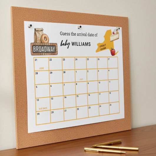 Poster Jeu de date d'accouchement pour bébé dessiné local