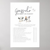 Poster Jeu de devinette Bébé Fête de Naissance Bats & Bow (Devant)
