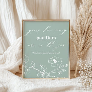 Poster Jeu de devinette de Baby Shower Floral Timeless Vi