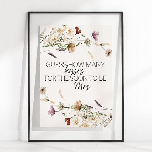 Poster Jeu de devinette de baisers floraux miniatures vin