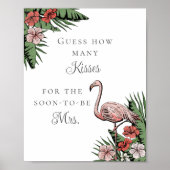 Poster Jeu de devinette de baisers pour mariage tropical (Devant)
