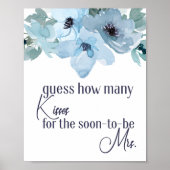 Poster Jeu de devinette de bisous aux roses bleues pastel (Devant)