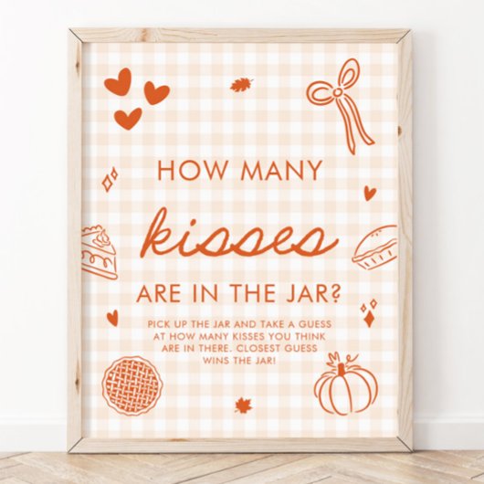 Poster Jeu de devinette de bisous Fall Gingham Cutie Pie