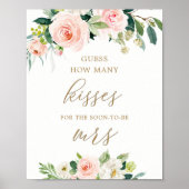Poster Jeu de devinette de bisous Floral pour la soirée d (Devant)