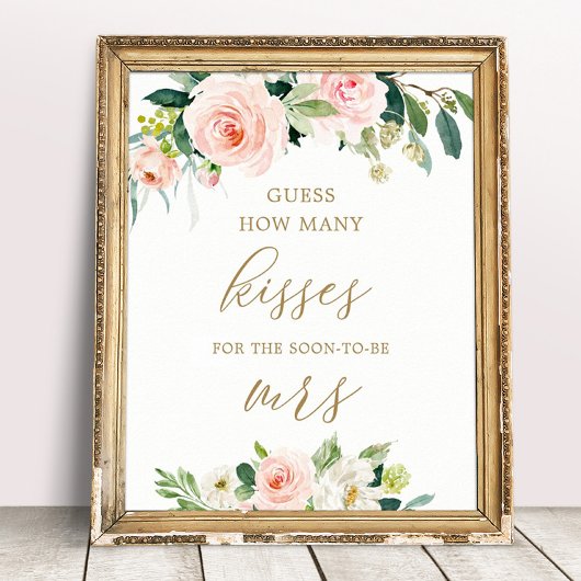 Poster Jeu de devinette de bisous Floral pour la soirée d