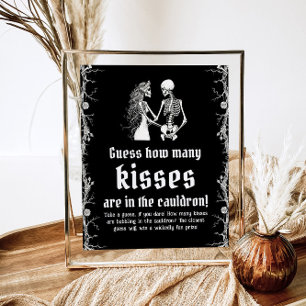 Poster Jeu de devinette de bisous Halloween gothique noir