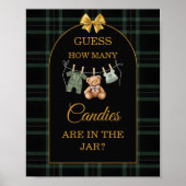 Poster Jeu de devinette de bonbons avec un ours en peluch (Devant)