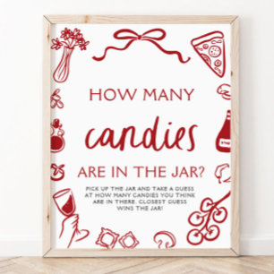Poster Jeu de devinette de bonbons de mariage italien rou