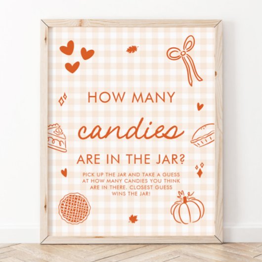 Poster Jeu de devinette de bonbons Fall Gingham Cutie Pie