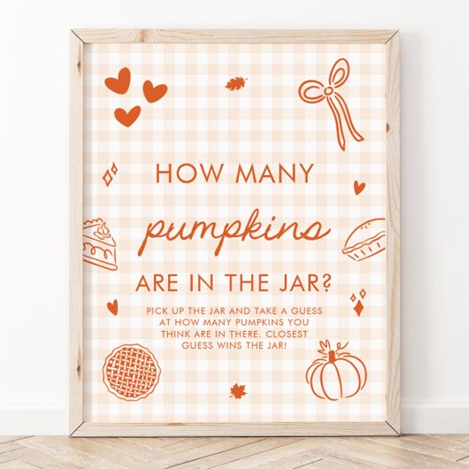 Poster Jeu de devinette de citrouilles Cutie Pie Orange d