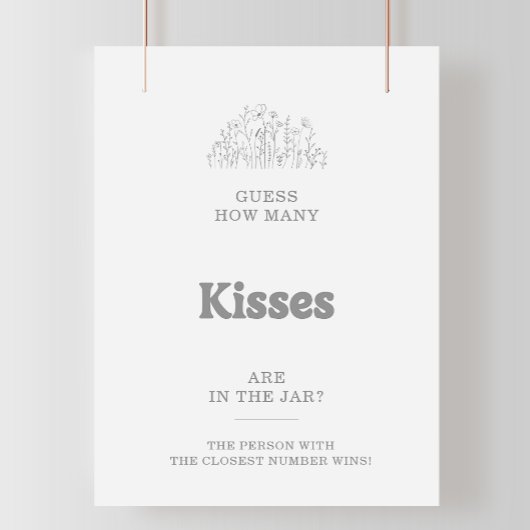 Poster Jeu de devinette de combien de baisers pour la fêt