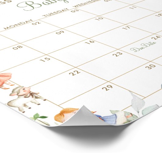 Poster Jeu de devinette de date d'arrivée de bébé sur une (Coin)