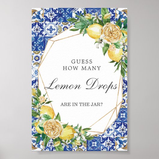 Poster Jeu de devinette de gouttes de citron floral Lemon (Devant)