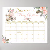 Poster Jeu de devinette de l'arrivée de bébé Floral Triba (Devant)