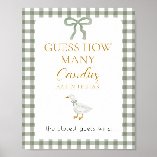 Poster Jeu de devinette de Silly Goose Green Gingham (Devant)