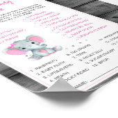 Poster Jeu de devinette des bonbons Baby Shower Éléphant  (Coin)