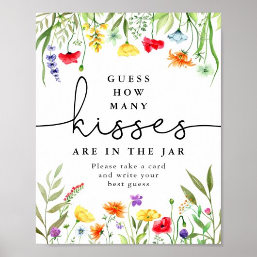 Poster Jeu de devinette du nombre de bisous Fleur sauvage (Devant)