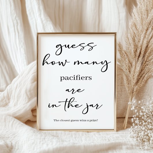Poster Jeu de devinette pour Baby Shower avec écriture si
