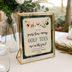 Poster Jeu de devinette pour baby shower avec un ours en