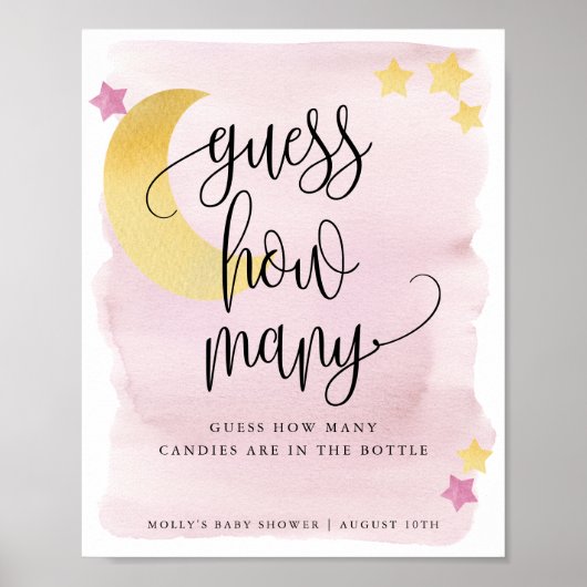 Poster Jeu de devinette rose Over the Moon (Devant)