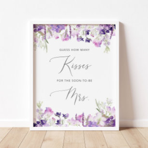 Poster Jeu de douche de mariée combien de baisers à fleur