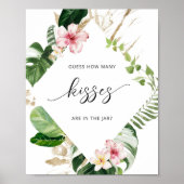 Poster Jeu de douche de mariée tropical combien de baiser (Devant)