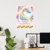 Poster Jeu de fête d'anniversaire de la licorne | Pin The (Bureau à domicile)
