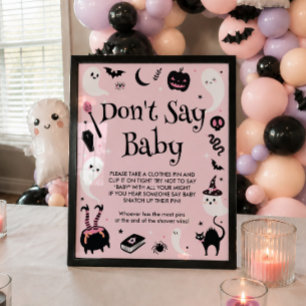 Poster Jeu de Fête Prénatale Halloween Fille Ne Dis Pas B