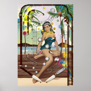 Poster Jeu de flipper vintage