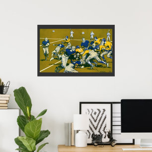 Poster Jeu de football sportif vintage, équipes or contre