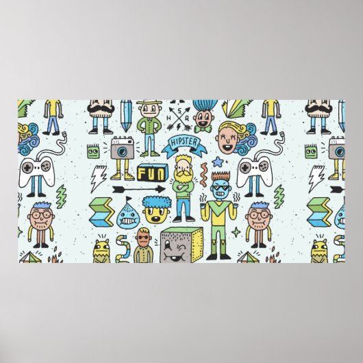 Poster Jeu de gribouillis 2. Main vintage colorée (Devant)