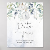 Poster Jeu de jar de date Eucalyptus d'hiver pour mariage (Devant)