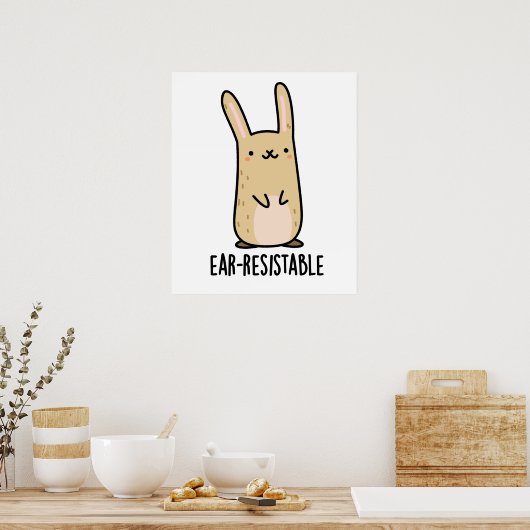 Poster Jeu de lapin lapin drôle résistant à l'oreille (Cuisine)