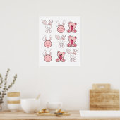 Poster jeu de lapin, rétro, vintage (Cuisine)