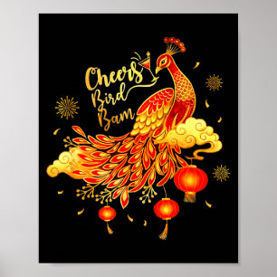Poster Jeu de Mahjong Pea Cheers Bird Bam Chinois 